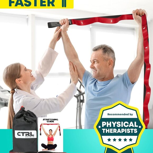 Stretching Strap with Loops - Non Elastic Stretch Band for Physical Therapy, Yog - Picture 5 of 9